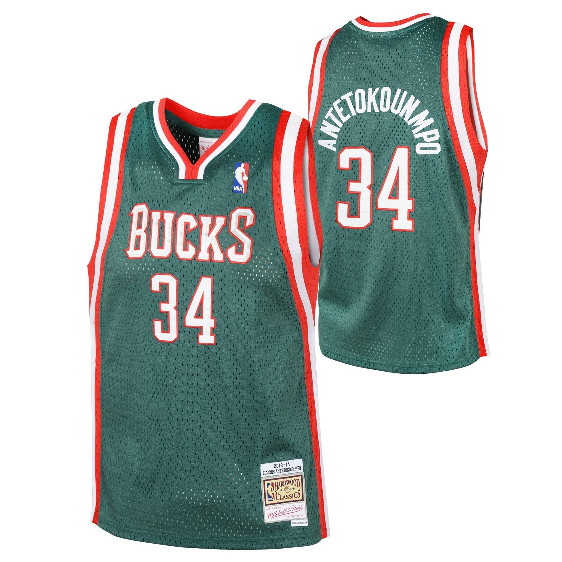 Youth Milwaukee Bucks Giannis Antetokounmpo Mitchell & Ness Kelly Green Hardwood Classics Swingman Jersey