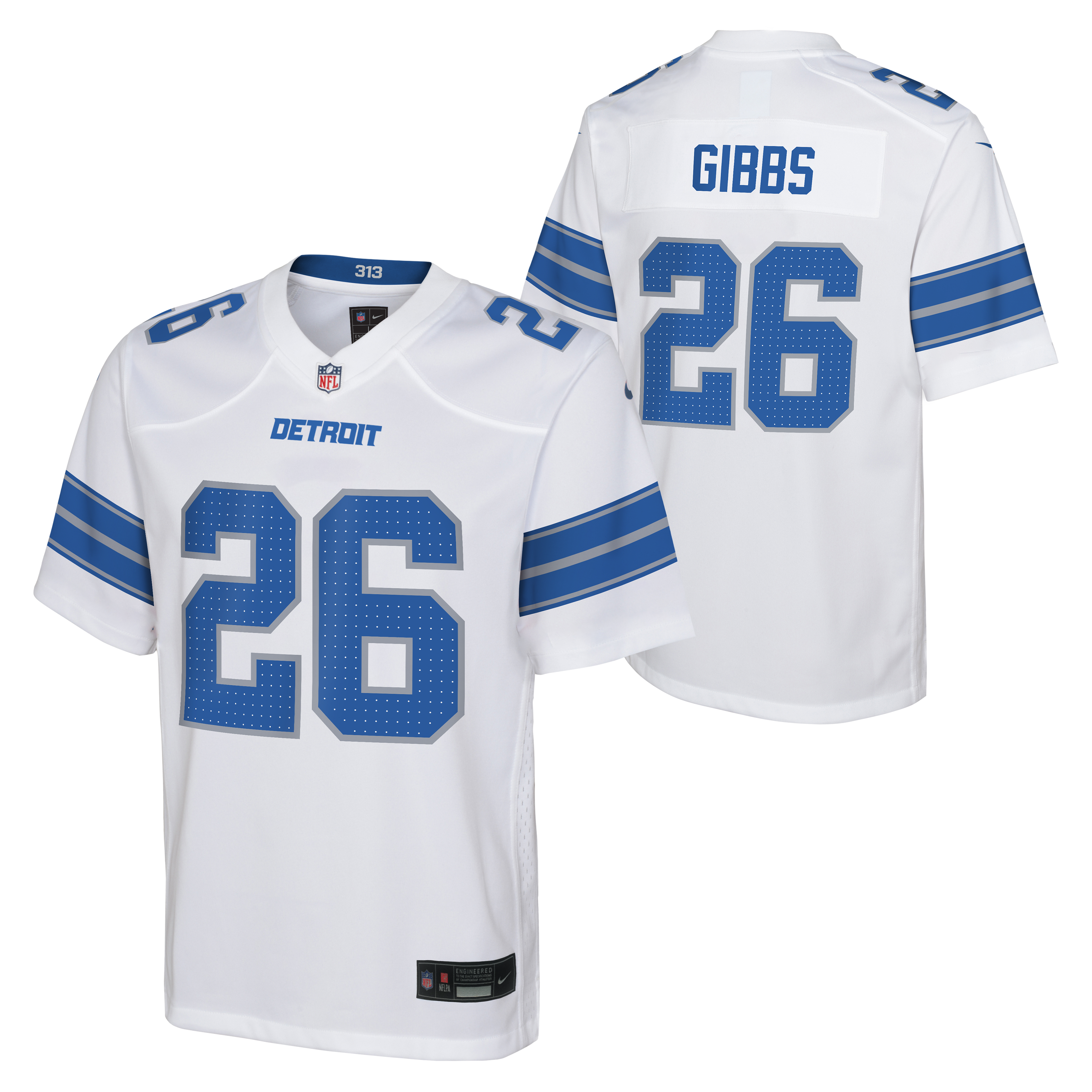 Youth Detroit Lions Jahmyr Gibbs Nike White Game Jersey