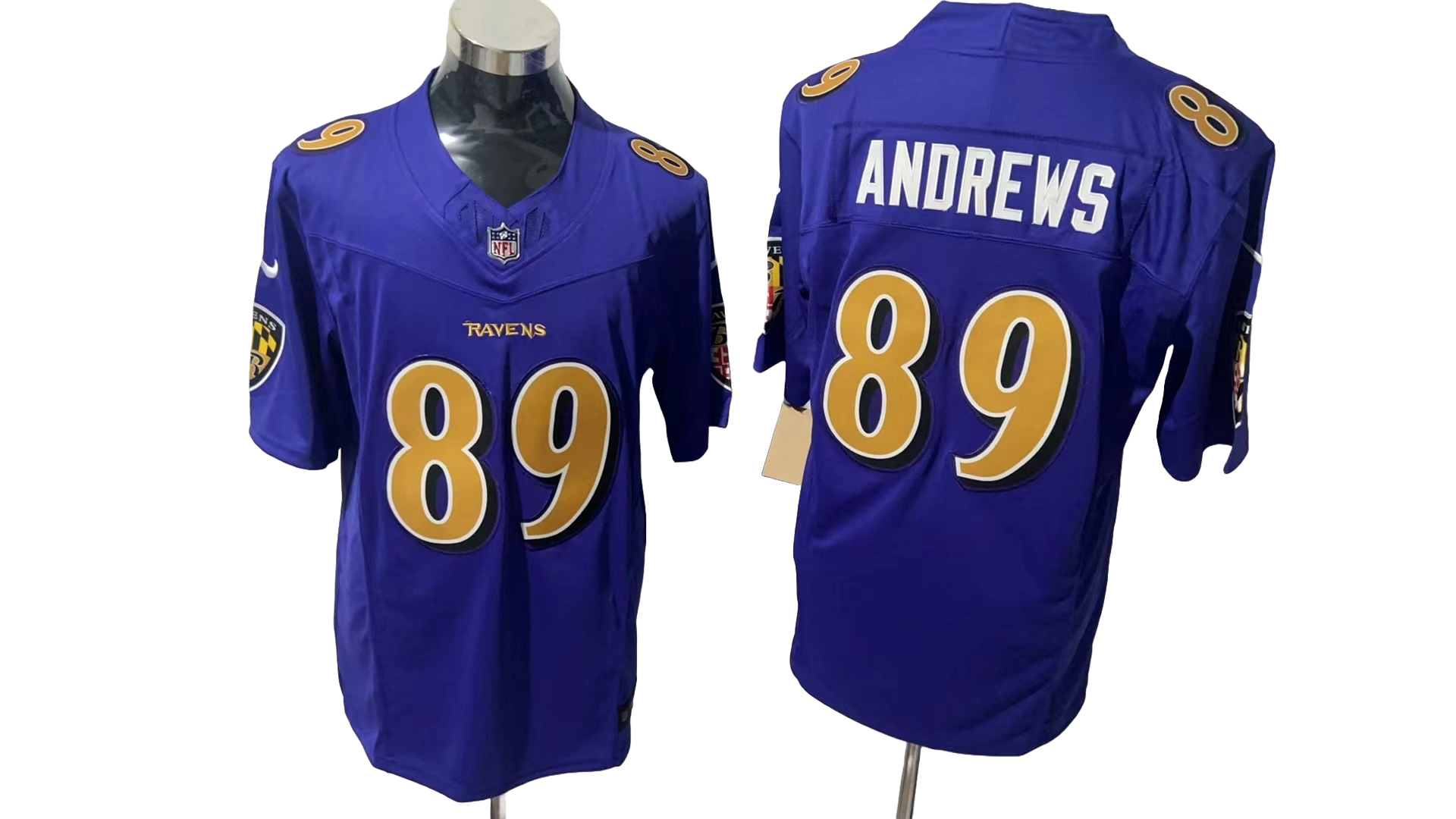 Baltimore Ravens 89 Purple Crow Golden Characters Three Generations Jersey NFL