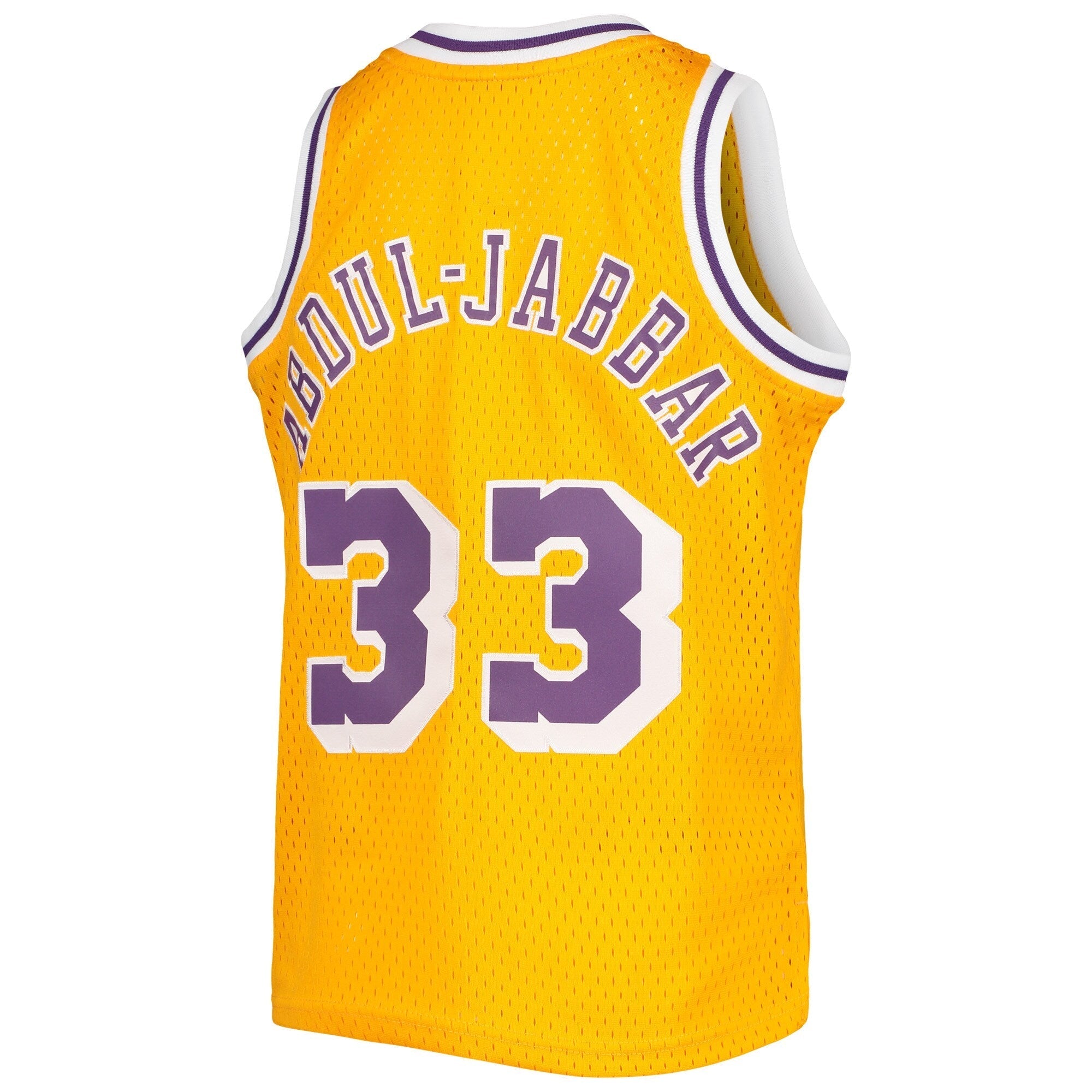 Youth Los Angeles Lakers Kareen Abdul-Jabbar Mitchell & Ness Gold 1984-85 Hardwood Classics Swingman Jersey