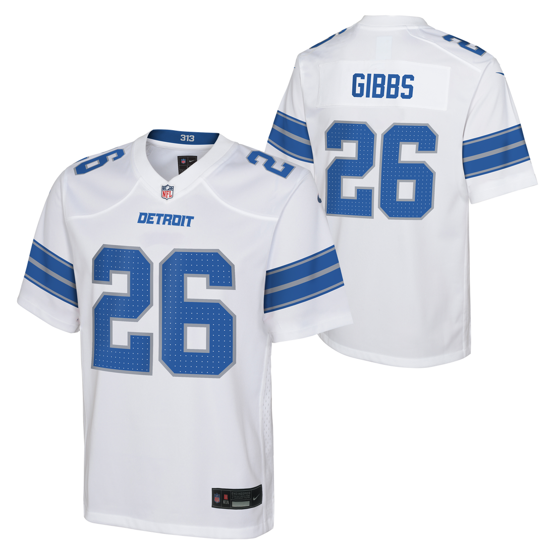 Youth Detroit Lions Jahmyr Gibbs Nike White Game Jersey