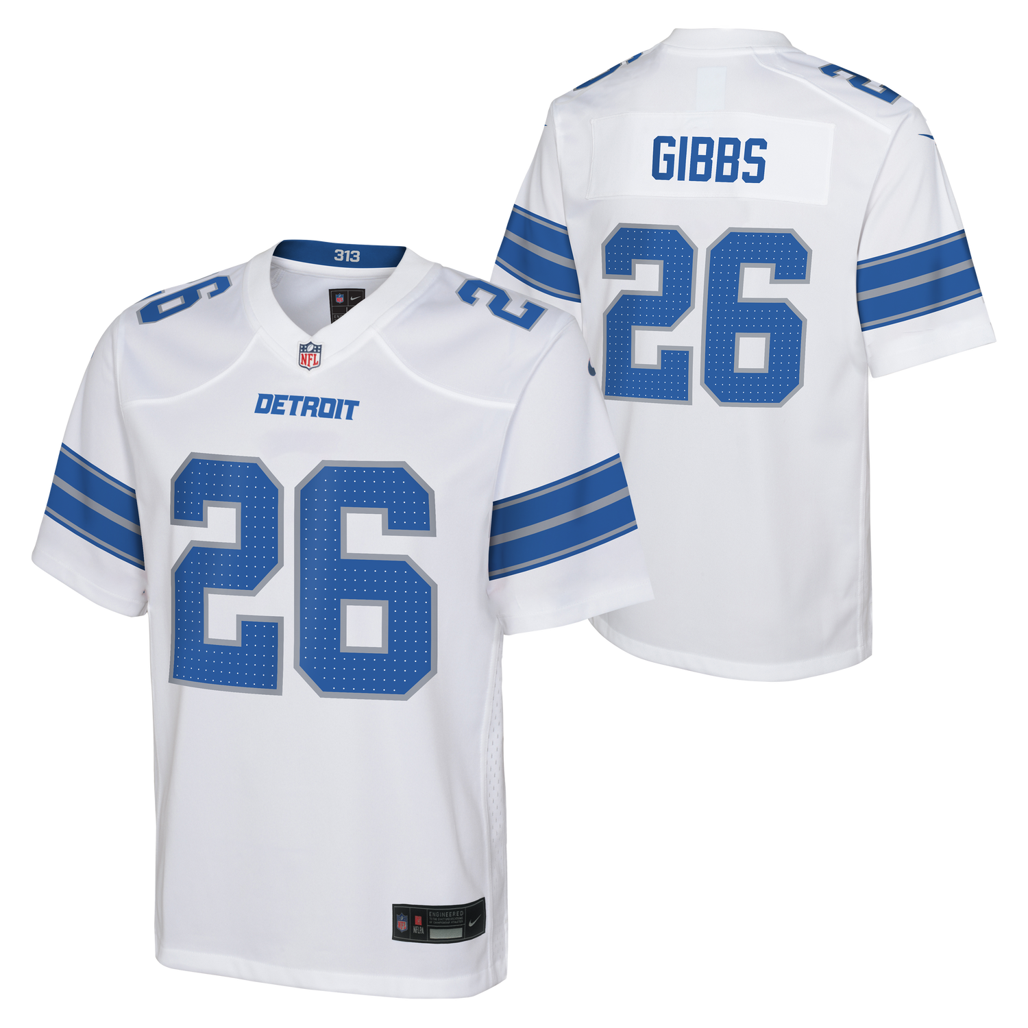 Youth Detroit Lions Jahmyr Gibbs Nike White Game Jersey