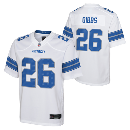 Youth Detroit Lions Jahmyr Gibbs Nike White Game Jersey