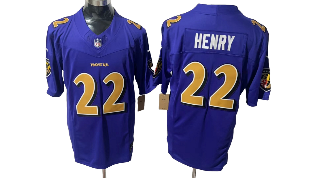 Baltimore Ravens 22 Purple Crow Golden Characters Three Generations Jersey NFL