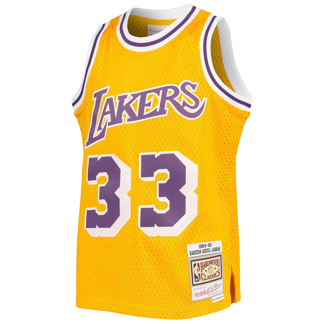 Youth Los Angeles Lakers Kareen Abdul-Jabbar Mitchell &amp; Ness Gold 1984-85 Hardwood Classics Swingman Jersey